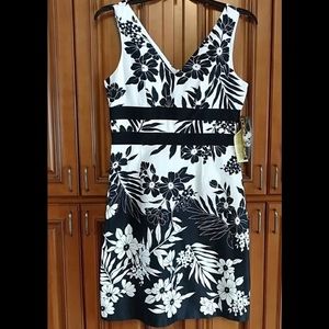 Donna Ricco Black White Floral Dress Sz 12P New
